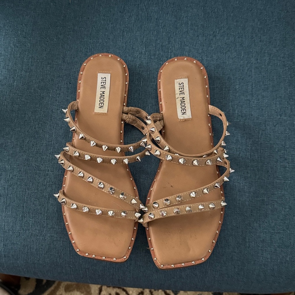 Steve Madden Brown Sandals with Silver Studs
